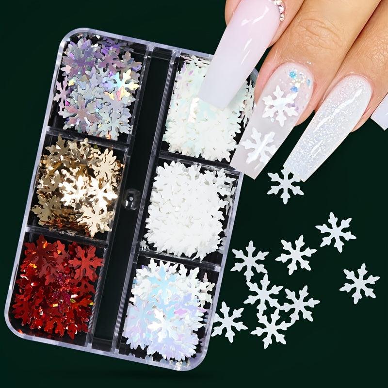 Snowflake Sequins Nail Art Glitter Set 3D Holographic Winter Nail Supplies