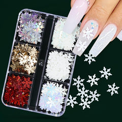 Snowflake Sequins Nail Art Glitter Set 3D Holographic Winter Nail Supplies