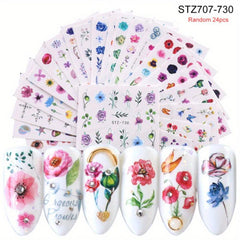 Water Transfer Nail Art Stickers with Flower and Butterfly for DIY Nail Art