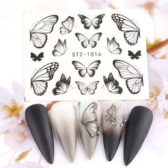 Water Transfer Nail Art Stickers with Flower and Butterfly for DIY Nail Art