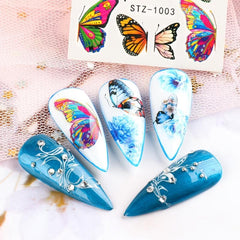 Water Transfer Nail Art Stickers with Flower and Butterfly for DIY Nail Art