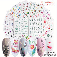 Water Transfer Nail Art Stickers with Flower and Butterfly for DIY Nail Art