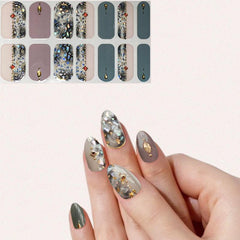 Glitter Self Adhesive Nail Polish Stickers with Manicure Decoration Kit