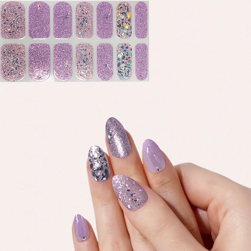 Glitter Self Adhesive Nail Polish Stickers with Manicure Decoration Kit