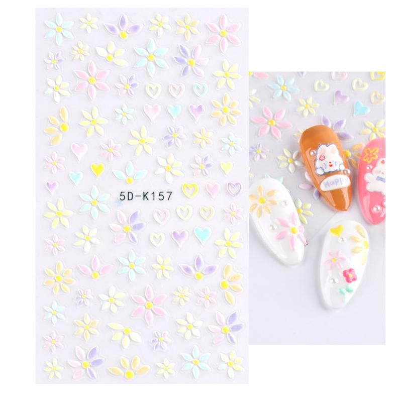 5D Acrylic Daisy Nail Stickers Self Adhesive Nail Art Decals