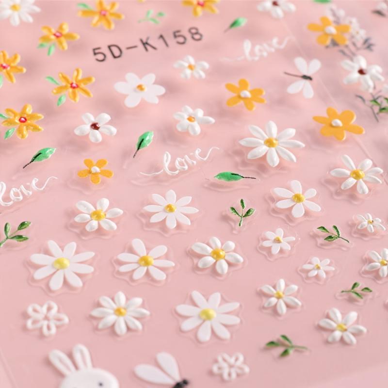5D Acrylic Daisy Nail Stickers Self Adhesive Nail Art Decals