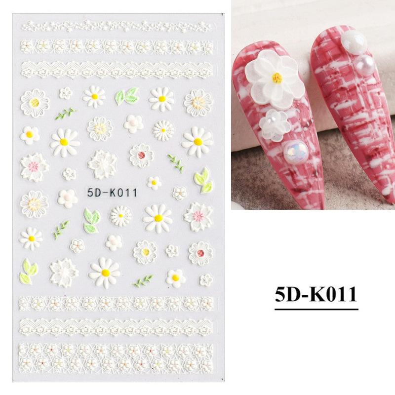 5D Acrylic Daisy Nail Stickers Self Adhesive Nail Art Decals