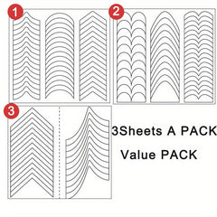 3 Sheets French Manicure Nail Art Stickers with Tip Guides