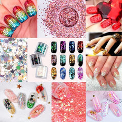 12 Colors Holographic Chunky Nail Art Glitter 120g