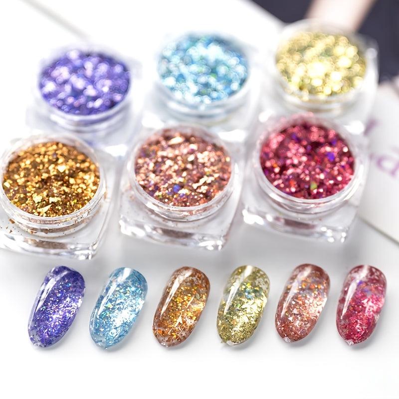 Starry Sequins and Glitter Laser Nail Art Designs