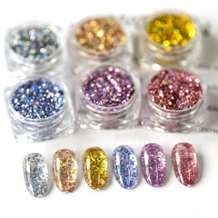 Starry Sequins and Glitter Laser Nail Art Designs