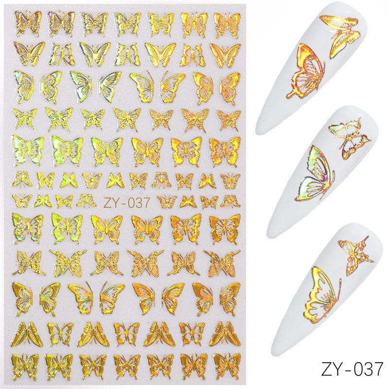 Gold 3D Butterfly Nail Art Stickers Self Adhesive Decals DIY Supplies