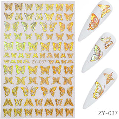 Gold 3D Butterfly Nail Art Stickers Self Adhesive Decals DIY Supplies