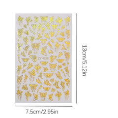 Gold 3D Butterfly Nail Art Stickers Self Adhesive Decals DIY Supplies