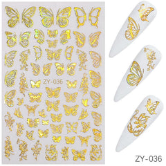 Gold 3D Butterfly Nail Art Stickers Self Adhesive Decals DIY Supplies