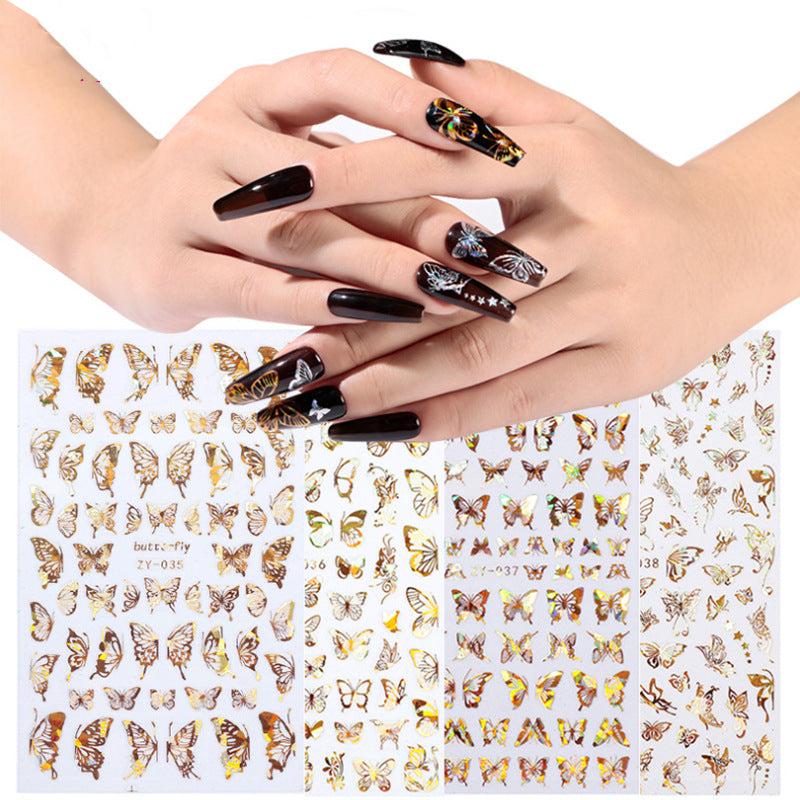 Gold 3D Butterfly Nail Art Stickers Self Adhesive Decals DIY Supplies