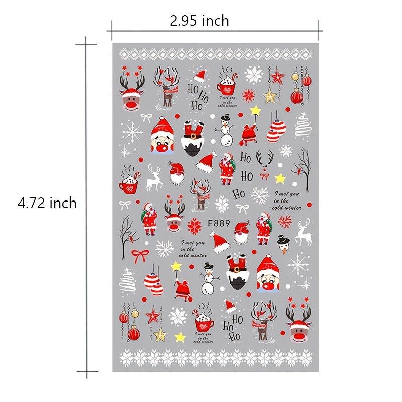 Christmas Nail Art Stickers Santa Claus Snowflake Adhesive Decals