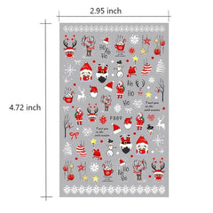 Christmas Nail Art Stickers Santa Claus Snowflake Adhesive Decals