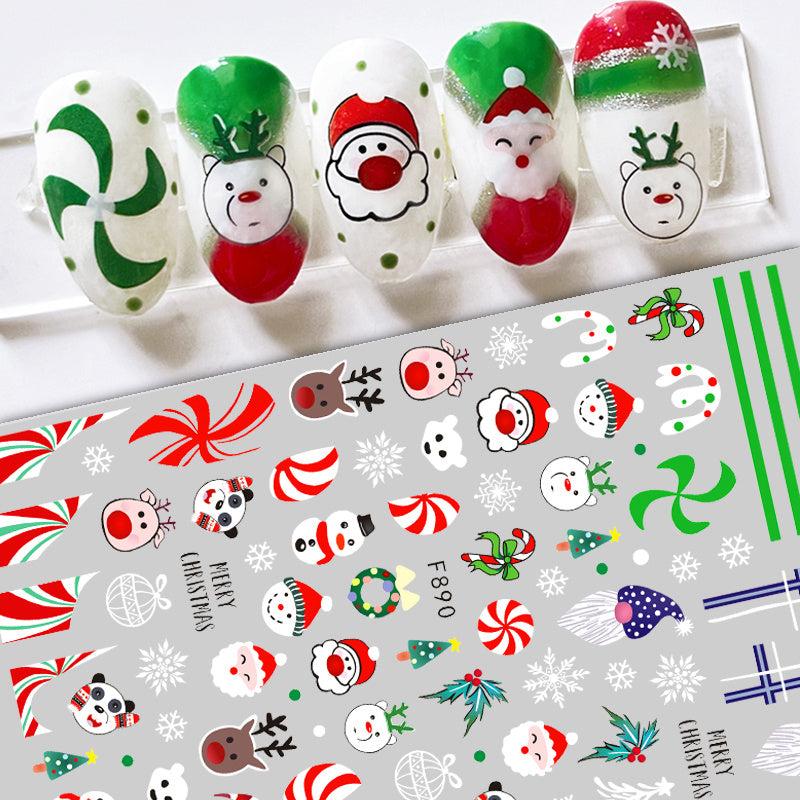 Christmas Nail Art Stickers Santa Claus Snowflake Adhesive Decals