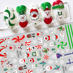 Christmas Nail Art Stickers Santa Claus Snowflake Adhesive Decals