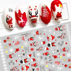 Christmas Nail Art Stickers Santa Claus Snowflake Adhesive Decals