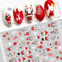 Christmas Nail Art Stickers Santa Claus Snowflake Adhesive Decals