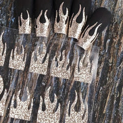 Glitter Fire Nail Art Stickers 3D Holographic Flame Golden Silver