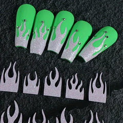 Glitter Fire Nail Art Stickers 3D Holographic Flame Golden Silver