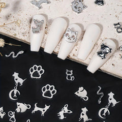 3D Nail Decorations Art Jewelry Metal Hollow Out Animals Alloy