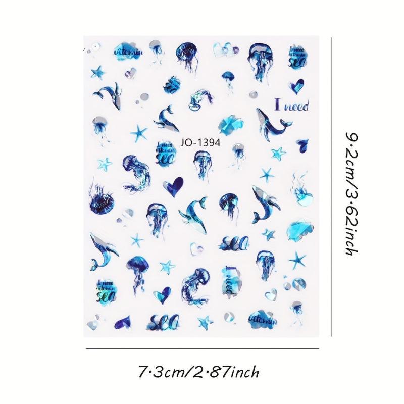 Sea World Nail Stickers - Jellyfish, Whale, Shell & Seaside Designs