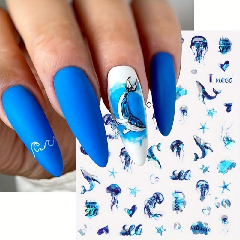 Sea World Nail Stickers - Jellyfish, Whale, Shell & Seaside Designs