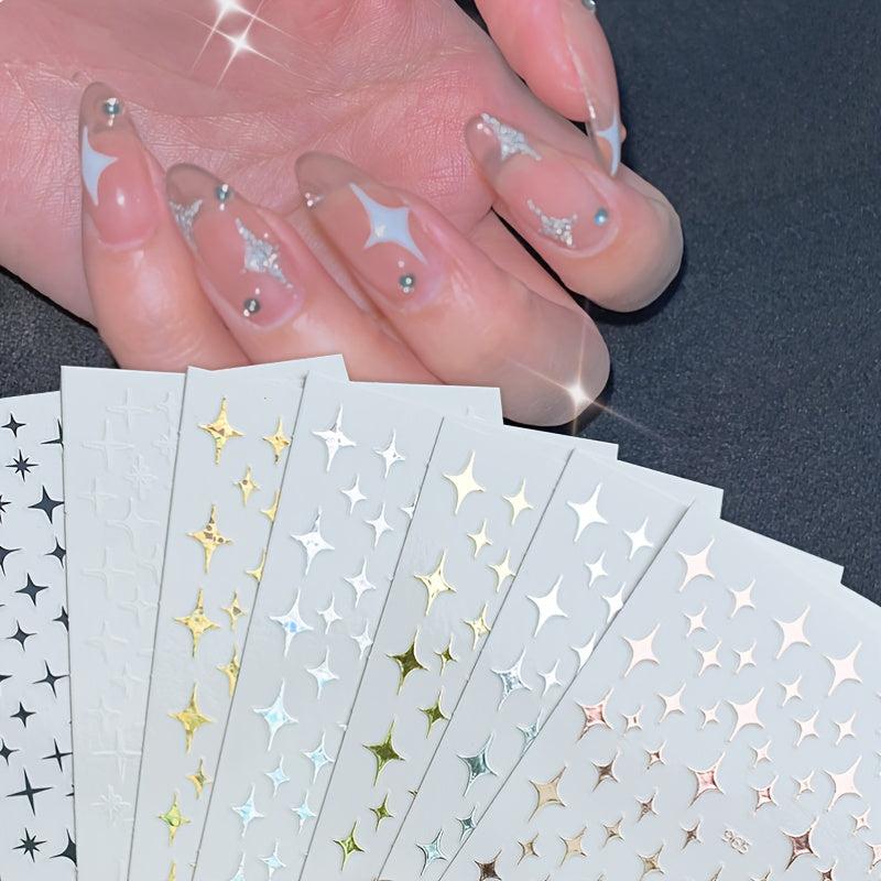3D Golden Silvery Nail Art Stickers Self Adhesive Decals for Acrylic Nails