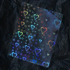 Aurora Holographic Heart Nail Art Stickers Love Decal