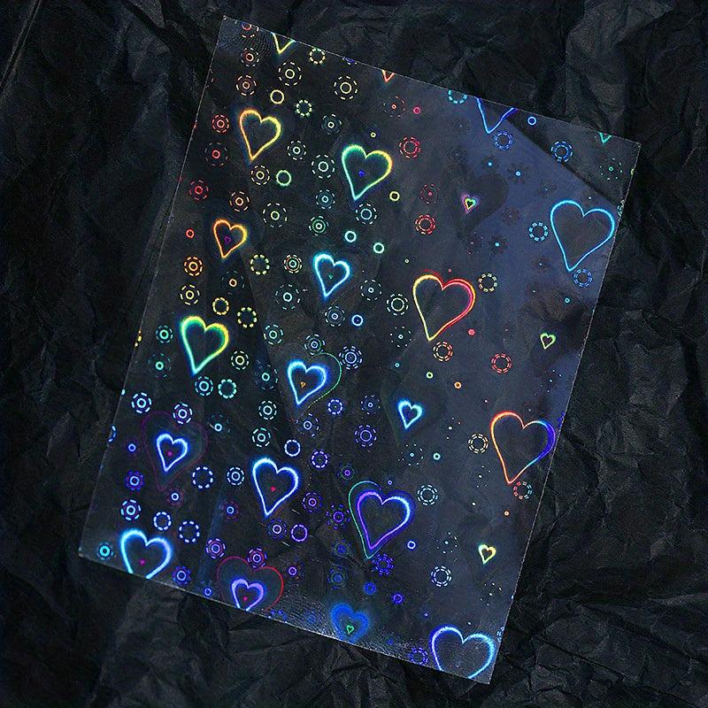 Aurora Holographic Heart Nail Art Stickers Love Decal