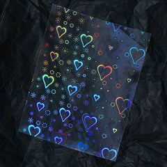 Aurora Holographic Heart Nail Art Stickers Love Decal