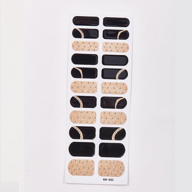 Geometric Pattern Full Nail Stickers Glitter Self-adhesive Nail Decals