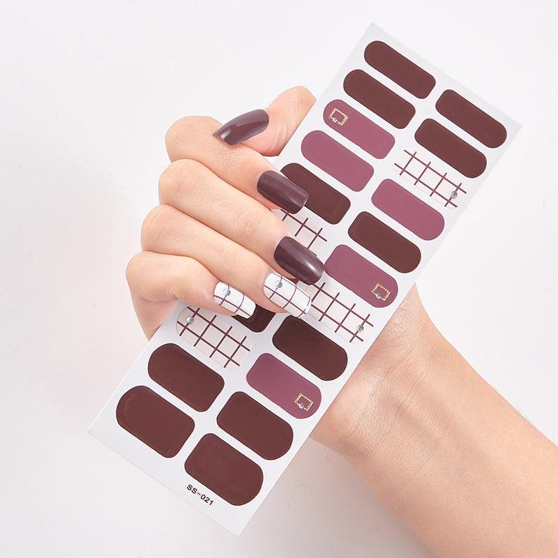 Geometric Pattern Full Nail Stickers Glitter Self-adhesive Nail Decals