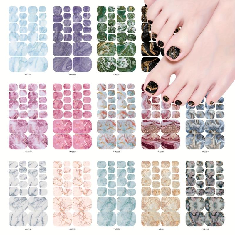 Marble Nail Polish Strips Stickers French Gel Nail Wraps Press On Nails