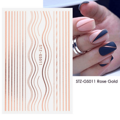 3D Nail Art Stickers Metallic Lace Abstract Lines French Manicure