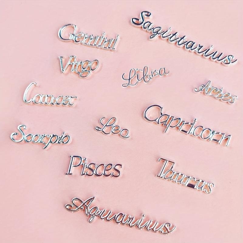 12pcs 3D Constellation Nail Charms Zodiac Nail Studs For Acrylic Nails