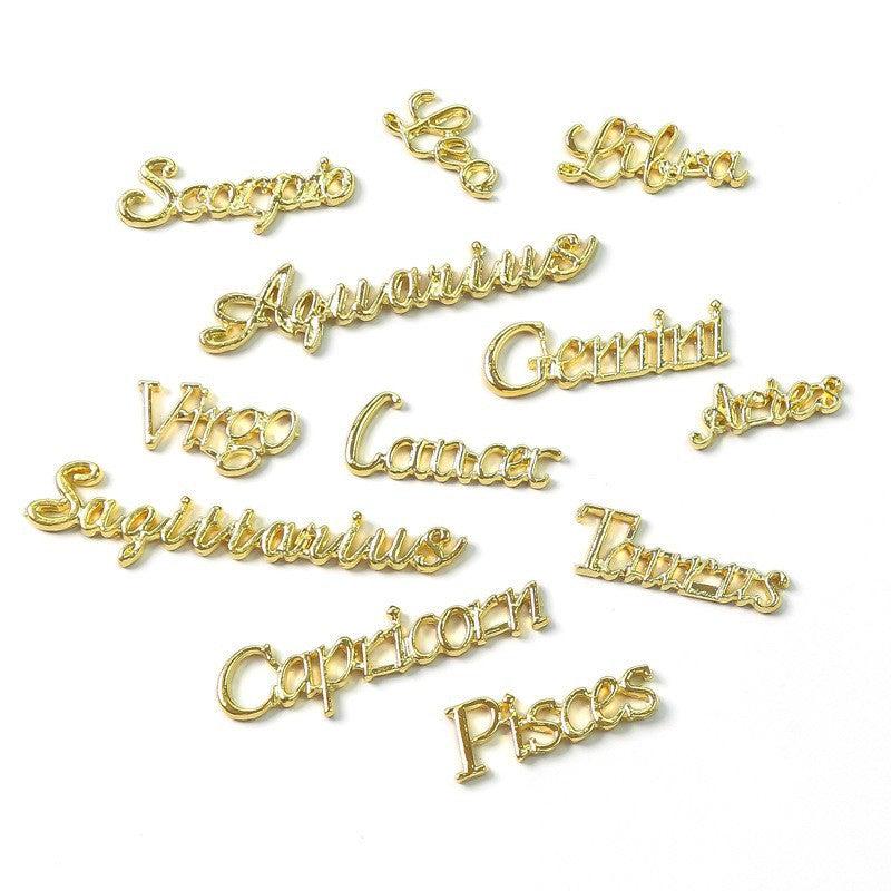 12pcs 3D Constellation Nail Charms Zodiac Nail Studs For Acrylic Nails