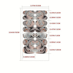 Marble Nail Polish Stickers Self Adhesive Nail Art Decal Strips 14 Pcs Sheet