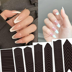 French Manicure Nail Art Stickers Moon V Shape Nail Guides