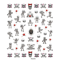 3D Horror Skull Nail Art Stickers Halloween Blood Drop Decals for DIY Nail Art