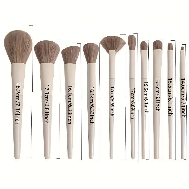 10pcs Makeup Brush Set with Sponge & Silicone Brush - Ideal for Makeup Beginners