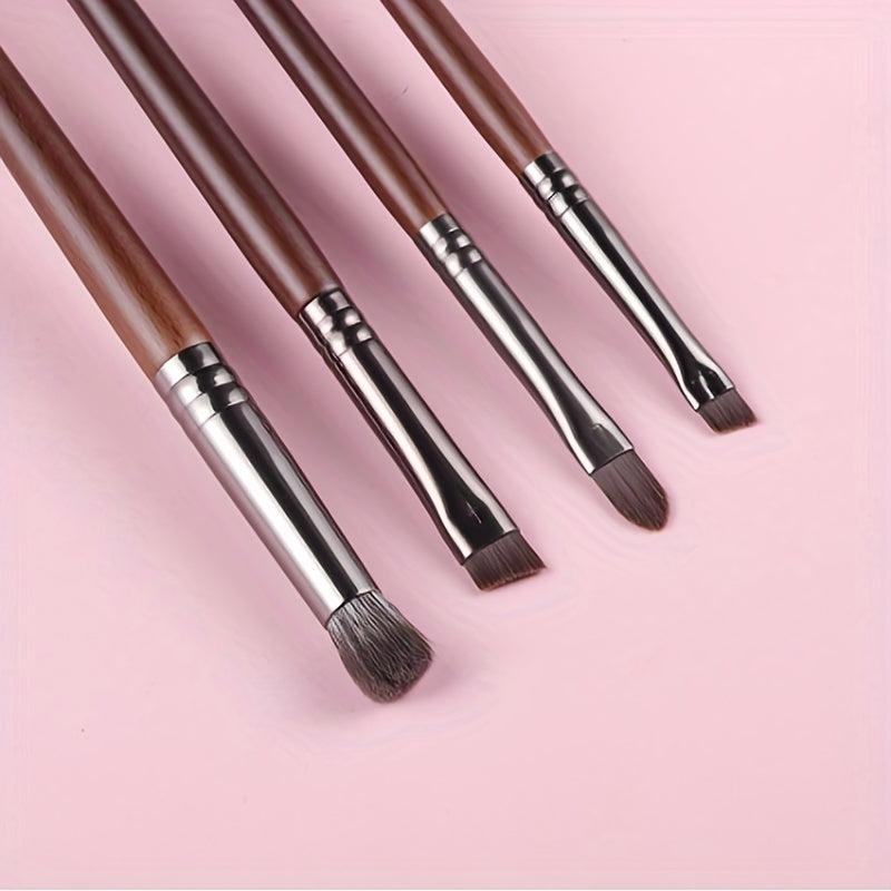 4 Pcs Goat Hair Makeup Brush Set for Eyes, Lips - Natural Hair Brushes