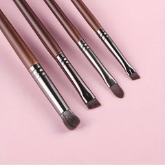 4 Pcs Goat Hair Makeup Brush Set for Eyes, Lips - Natural Hair Brushes