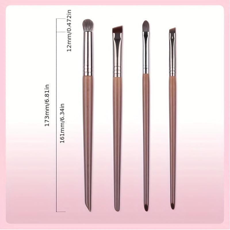 4 Pcs Goat Hair Makeup Brush Set for Eyes, Lips - Natural Hair Brushes