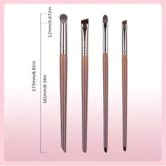 4 Pcs Goat Hair Makeup Brush Set for Eyes, Lips - Natural Hair Brushes