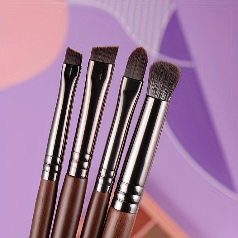 4 Pcs Goat Hair Makeup Brush Set for Eyes, Lips - Natural Hair Brushes